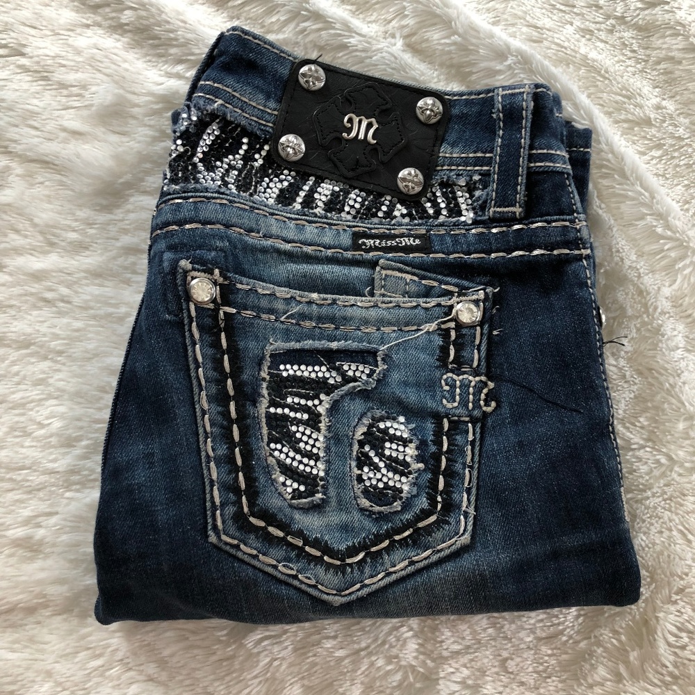 Miss Me Bedazzled Zebra Bootcut Jeans